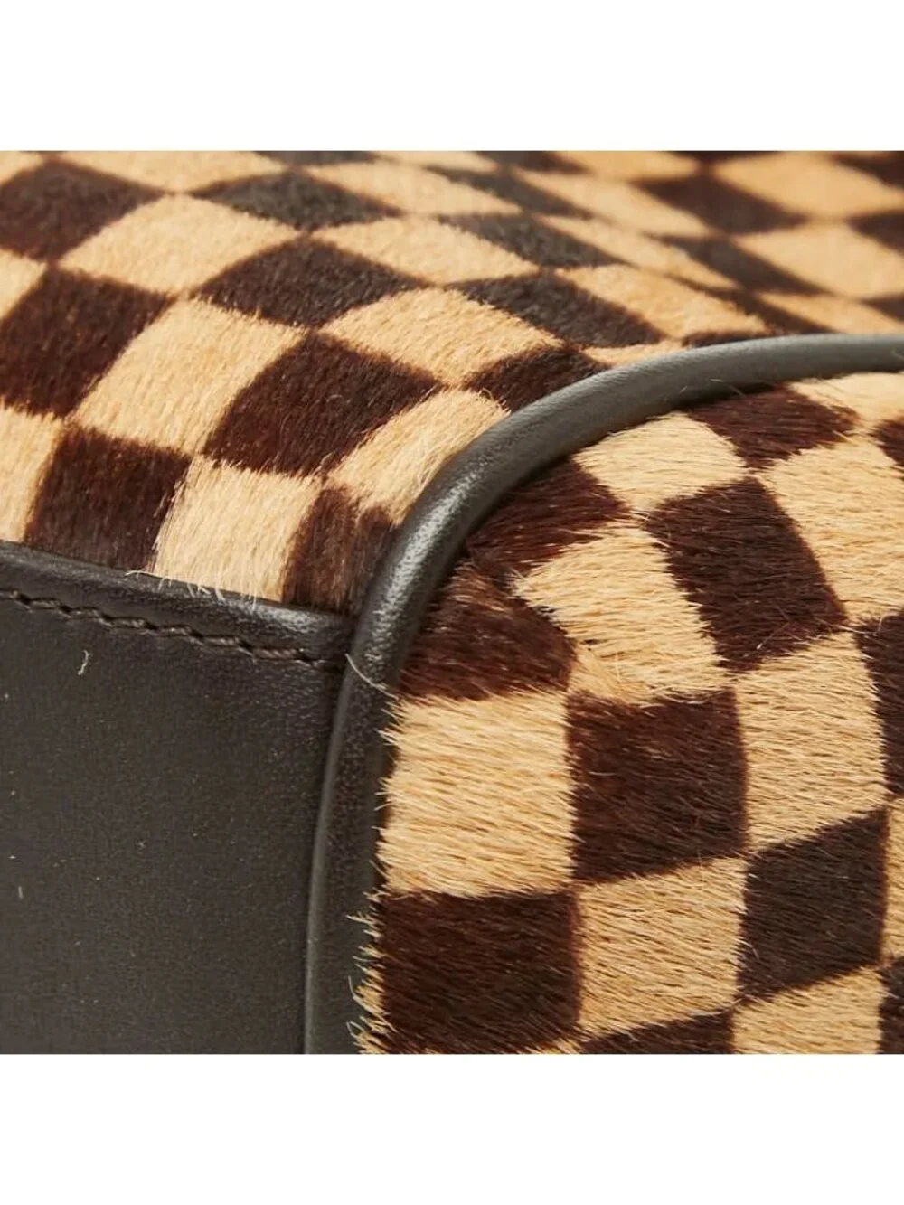 Louis Vuitton Damier Sauvage Lion Handbag Brown Beige Calf Hair Leather